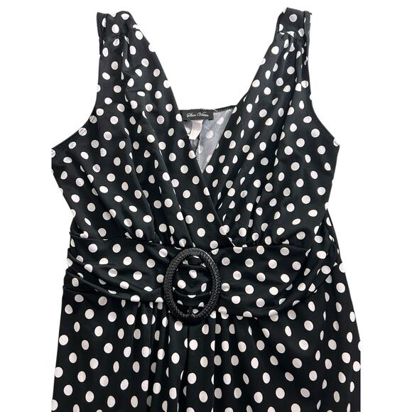 Star Vixen Polka Dot Sleeveless Dress Sz 1X Rockabilly Pin-Up Black White - Picture 2 of 8